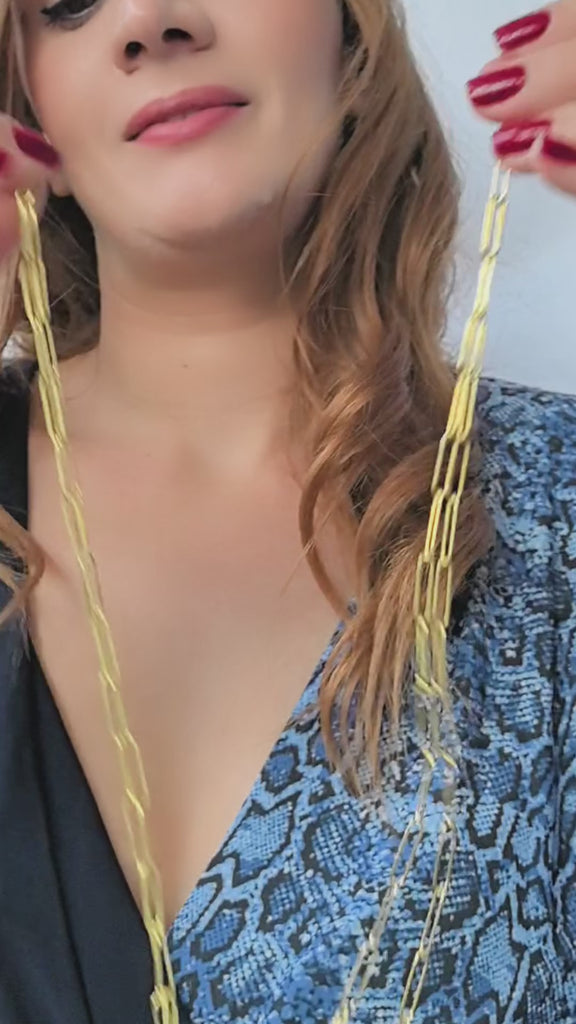 Double-Layered Paperclip Chain Necklace cover image – Video