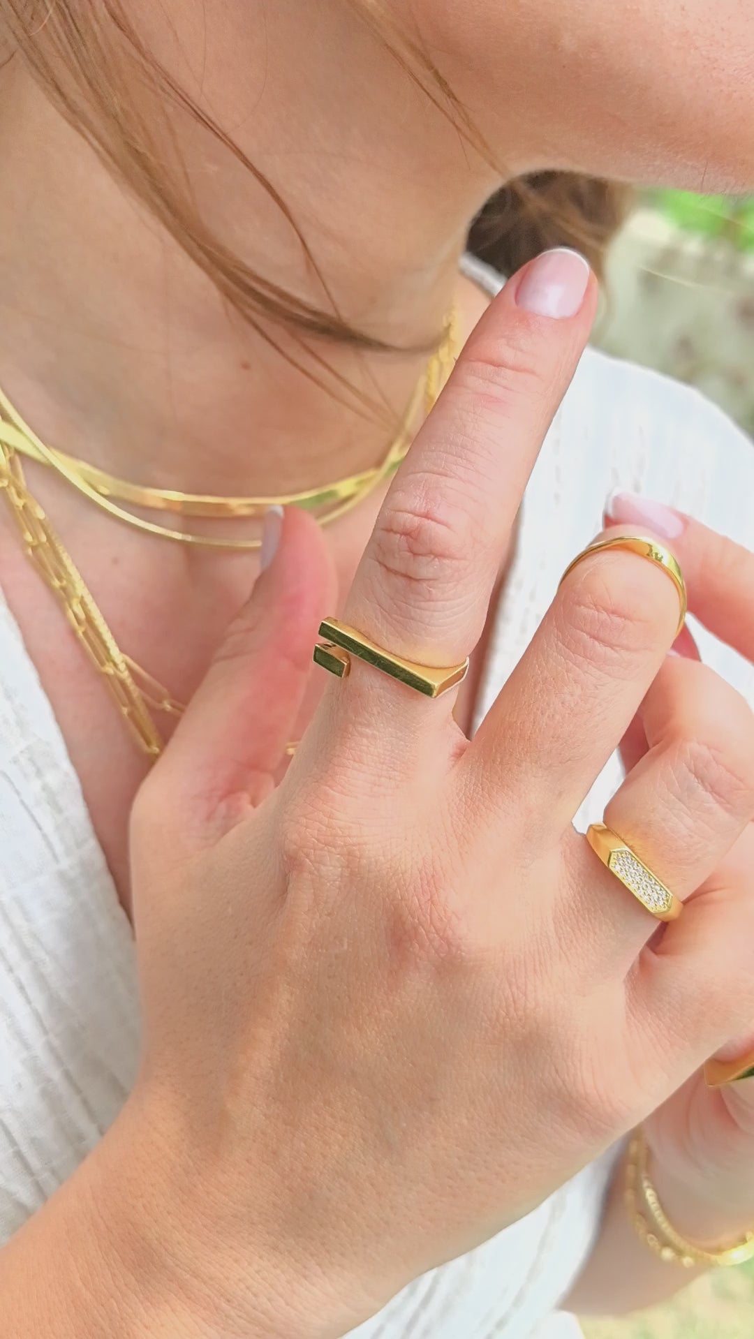 18k gold vermeil open bar ring video