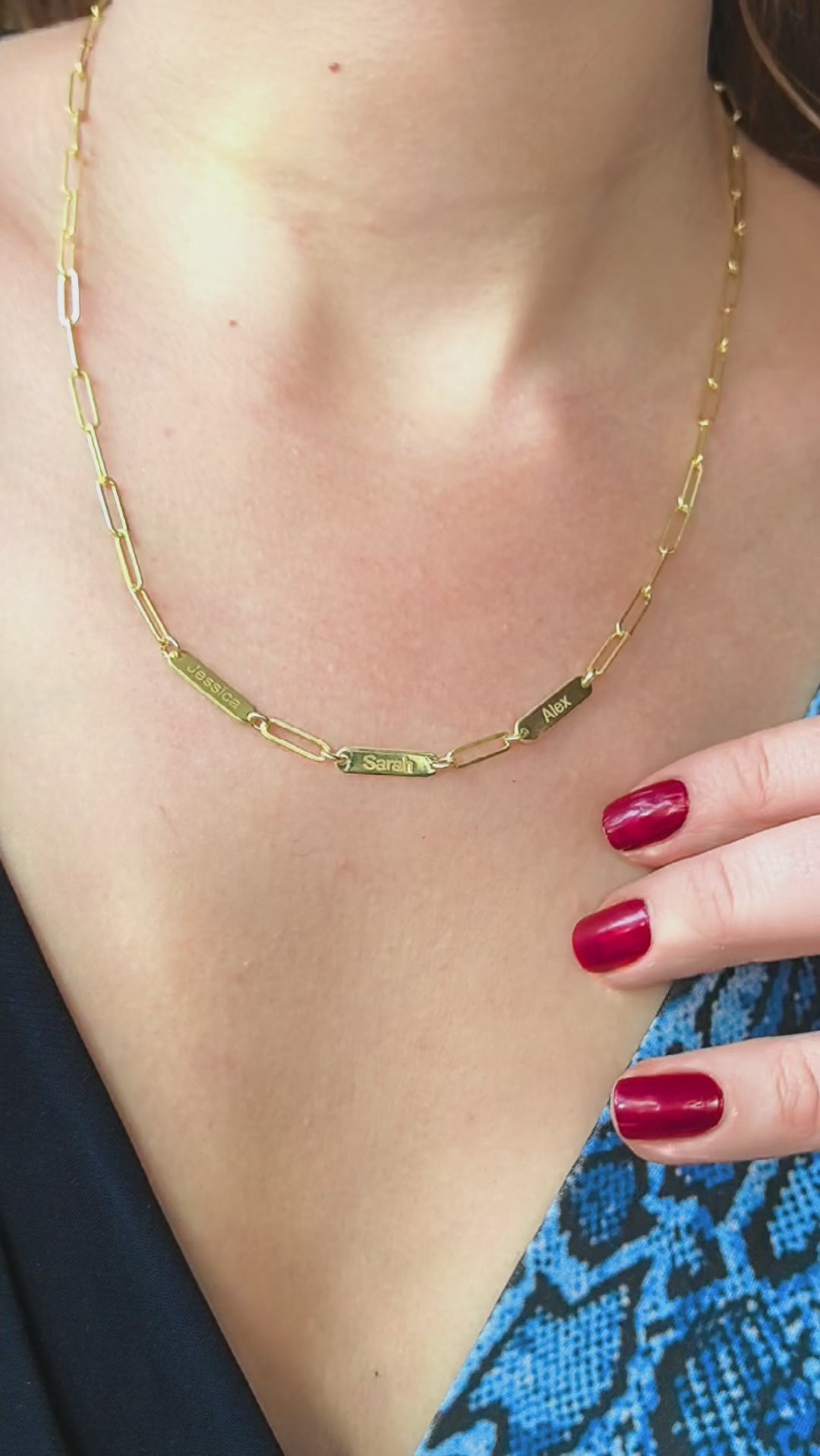 3 Name Paperclip Necklace in Gold Vermeil-my jewelist