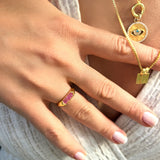 Radiance Bar 14K Gold Vermeil Ring – Duality Collection Birthstone Statement Band