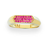 Hexagon Ruby Pavé Signet Ring in 18K Gold Vermeil