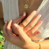 Bold Geometric Design with Pavé Stones - Duality Gold Vermeil Ring