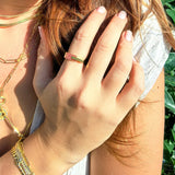 Bold Geometric Design with Pavé Stones - Duality Gold Vermeil Ring