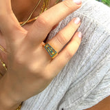 Modern Pavé 14K Gold Vermeil Ring – Duality Collection Statement Band