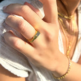 Bold Geometric Design with Pavé Stones - Duality Gold Vermeil Ring