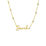 Custom Name Necklace in Gold Vermeil – Script Pendant on Satellite Chain