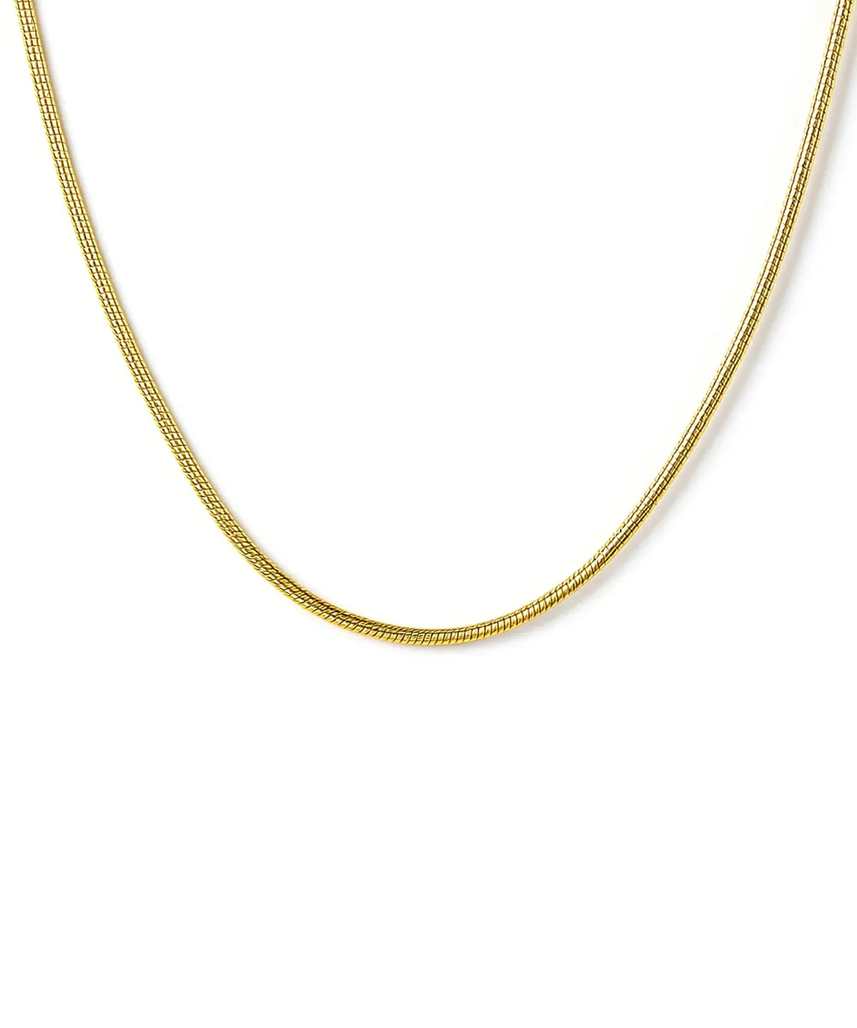 Gold chain necklace on a white background