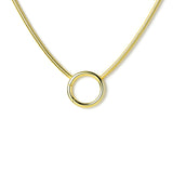 Gold Vermeil Round Charm Holder Necklace — Snake Chain Duality Design