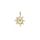 14K Gold Vermeil Sun Pendant – Emerald Charm, Celestial & Radiant