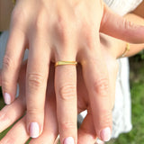 Geometric Triangle Bar 14K Gold Vermeil Ring – Asymmetric Minimalist Duality Statement Band