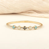 Multi-Color Clover 14K Gold Tennis Bracelet – Moissanite Flexible Bangle