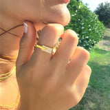 Bold Geometric Design with Pavé Stones - Duality Gold Vermeil Ring